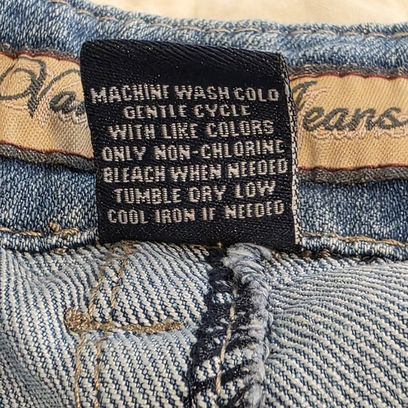 Vanilla Star Denim Blue Jean Skirt Thick Stitching Boho Western Distress Size 8 - Picture 10 of 11